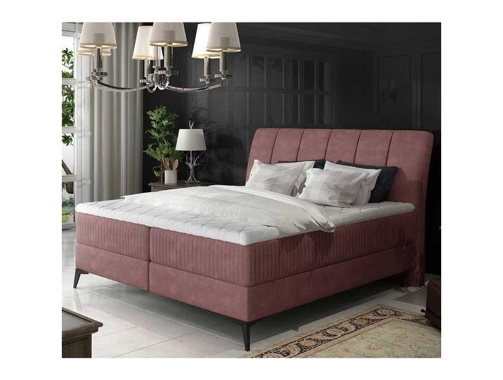 Boxbett Doppelbett aus Velours in Rosenholz von Pharao24.de