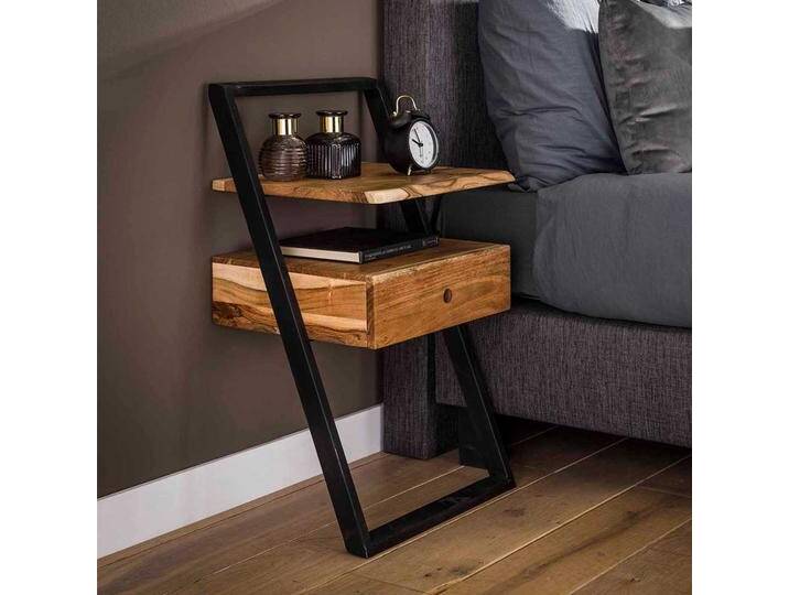 Boxbett Nachtkommode aus Akazie Massivholz Stahl Boxbett Nachtkommode aus Akazie Massivholz Stahl von Pharao24.de