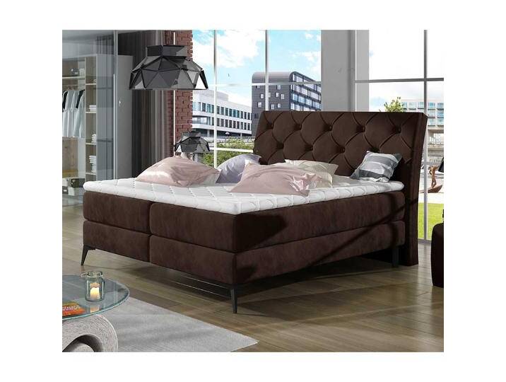 Boxbett Polsterbett aus Velours in Dunkelbraun Boxbett Polsterbett aus Velours in Dunkelbraun von Pharao24.de