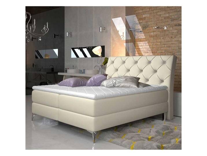 Boxbett Polsterbett in Beige aus Kunstleder von Pharao24.de