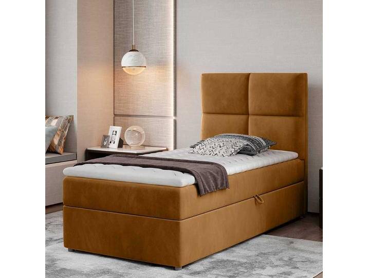 Boxbett Polsterbett in Senfgelb aus Samt von Pharao24.de