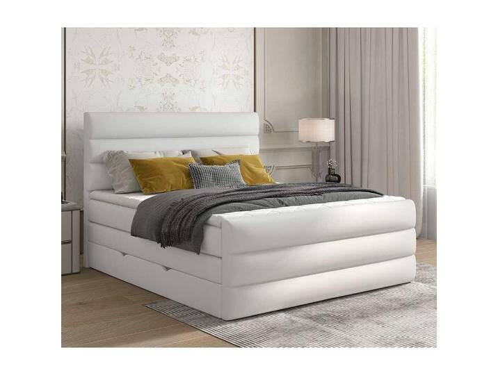 Boxbett Stauraum Bett in Weiß aus Kunstleder von Pharao24.de