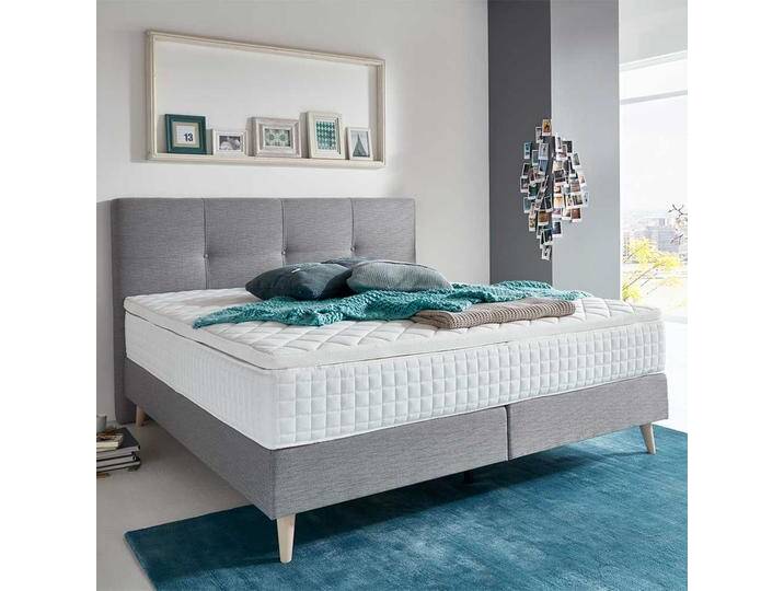 Boxbett in Hellgrau Webstoff modern Boxbett in Hellgrau Webstoff modern von Pharao24.de