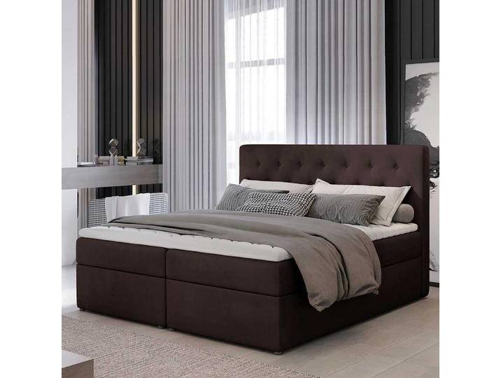 Boxbetten Doppelbett in Braun aus Samt von Pharao24.de