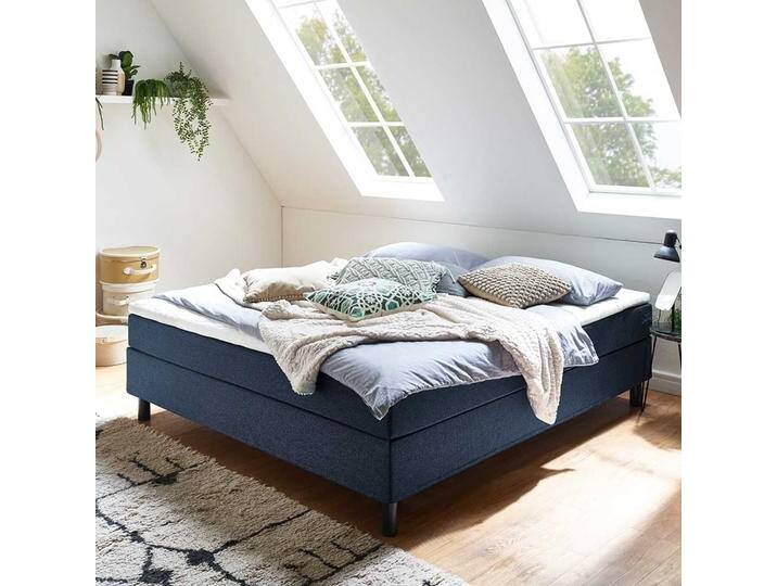 Boxspring Bett in Blau 62 cm Einstiegshöhe von Pharao24.de