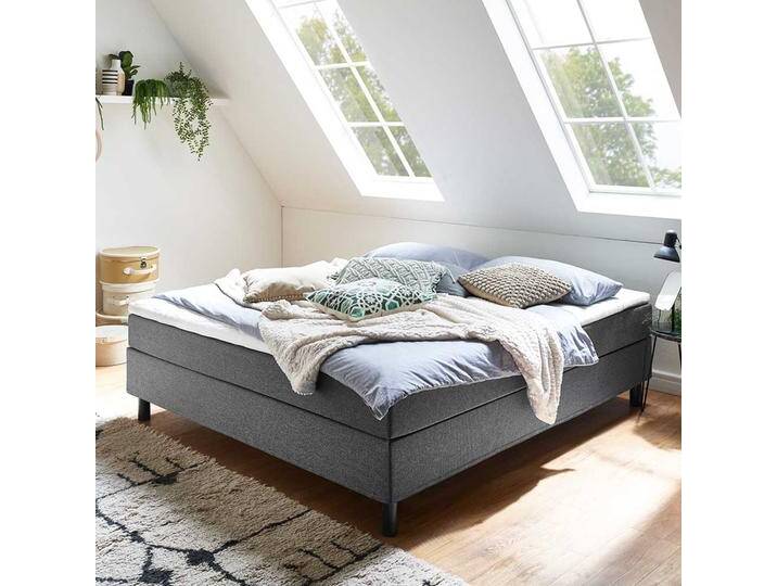 Boxspring Bett ohne Kopfteil Stoffbezug in Anthrazit Boxspring Bett ohne Kopfteil Stoffbezug in Anthrazit von Pharao24.de