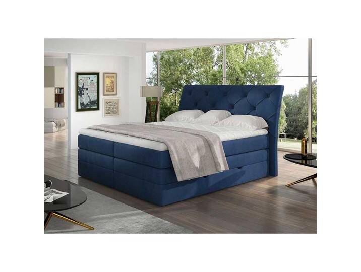 Boxspringbett Bett in Blau aus Flachgewebe von Pharao24.de