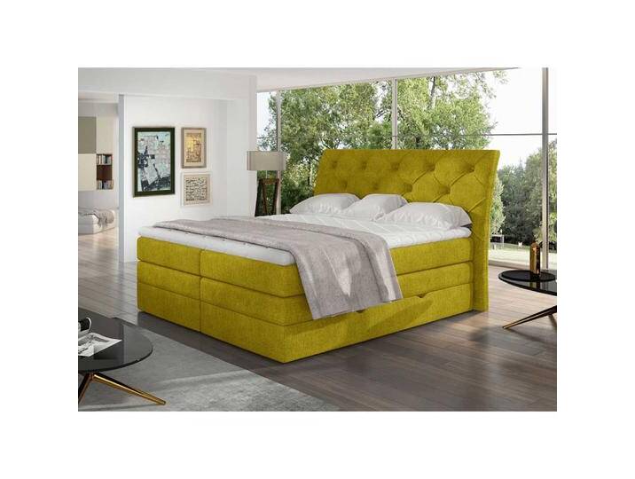 Boxspringbett Bett in Currygelb 62 cm Einstiegshöhe von Pharao24.de