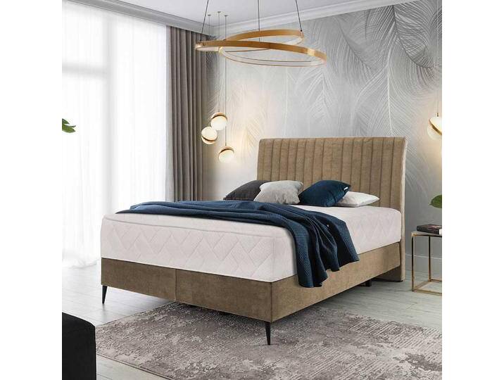 Boxspringbett Doppelbett aus Velours in Beige von Pharao24.de
