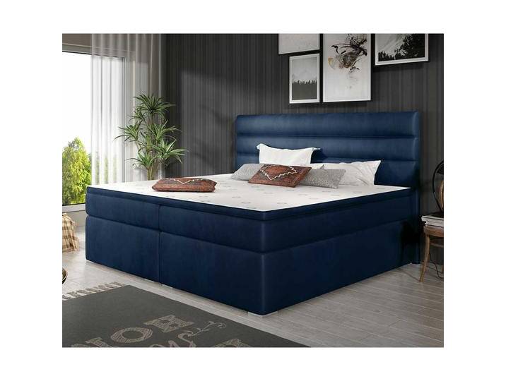 Boxspringbett Doppelbett in Dunkelblau aus Samt Boxspringbett Doppelbett in Dunkelblau aus Samt von Pharao24.de