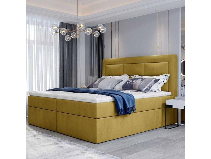 Boxspringbett Polsterbett aus Samt in Senfgelb von Pharao24.de