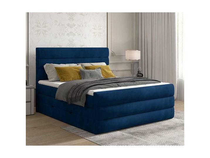 Boxspringbett Polsterbett in Dunkelblau aus Samt Boxspringbett Polsterbett in Dunkelblau aus Samt von Pharao24.de