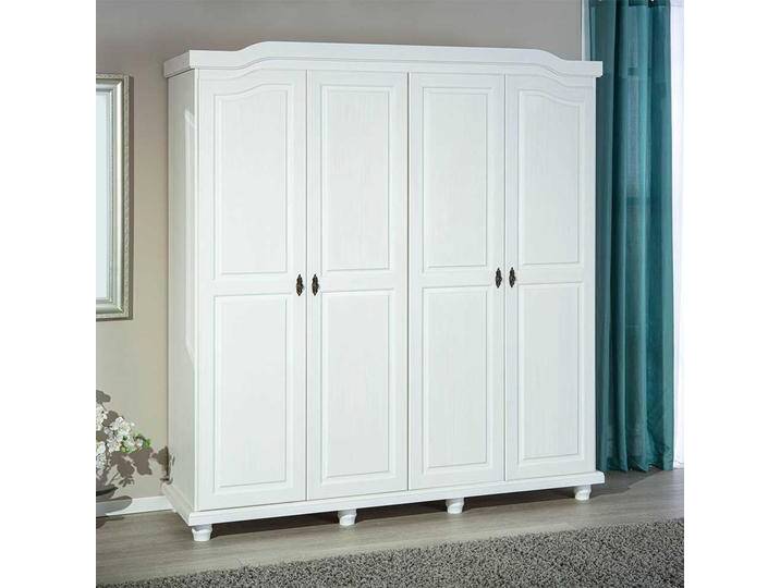 Breiter Kleiderschrank in Weiß 4 Soft Close Drehtüren Breiter Kleiderschrank in Weiß 4 Soft Close Drehtüren von Pharao24.de