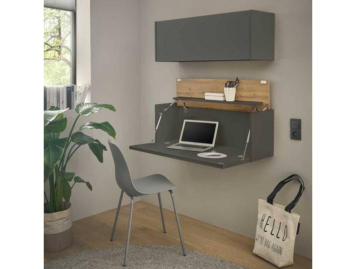 Büroausstattung Wandtisch in Anthrazit Wildeichefarben (zweiteilig) von Pharao24.de