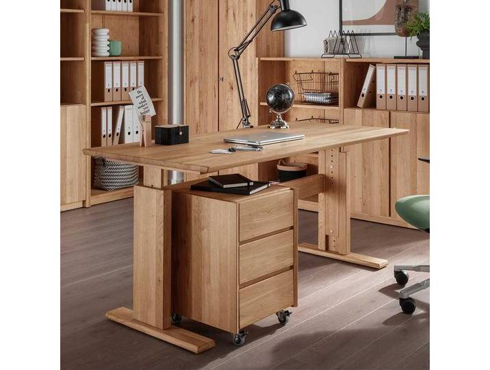 Büroschreibtisch Wildeiche per Raster höhenverstellbar optionaler Rollcontainer Büroschreibtisch Wildeiche per Raster höhenverstellbar optionaler Rollcontainer von Pharao24.de