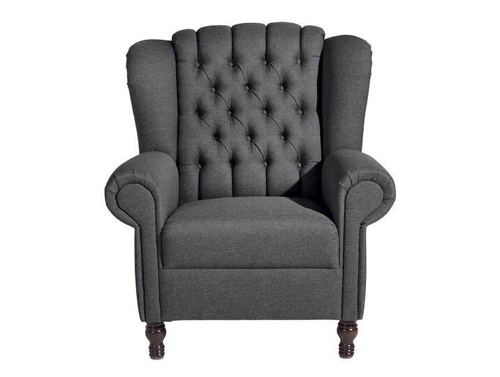 Chesterfield Armlehnsessel in Dunkelgrau Stoff Ohren von Pharao24.de