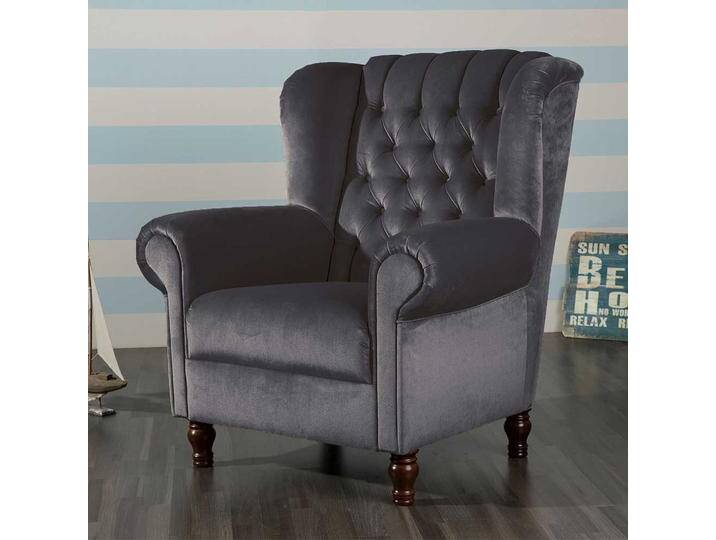 Chesterfield Look Polstersessel in Anthrazit 101 cm hoch von Pharao24.de