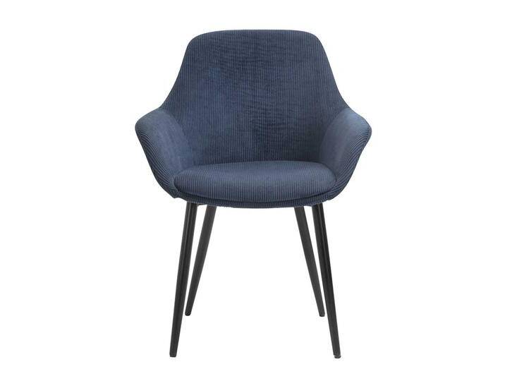 Cord Esstisch Stühle in Dunkelblau schwarzes Metallgestell (2er Set) von Pharao24.de