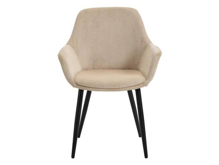 Cord Esstischstühle in Beige schwarzes Metallgestell (2er Set) von Pharao24.de