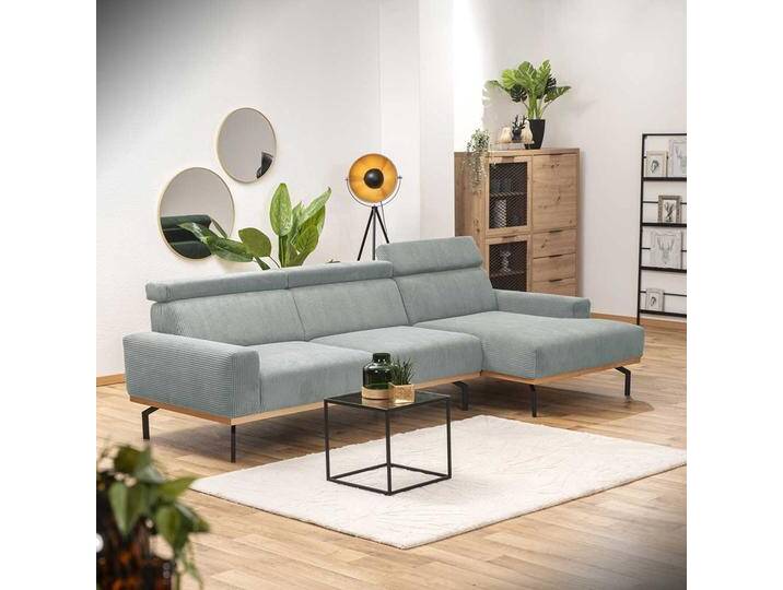 Couchecke L Form in Silbergrau Cord verstellbarer Rückenlehne Couchecke L Form in Silbergrau Cord verstellbarer Rückenlehne von Pharao24.de