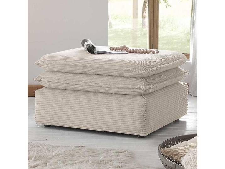 Couchhocker Beige Cord in modernem Design 43 cm Sitzhöhe von Pharao24.de