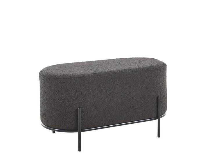 Couchhocker Boucle Metall in Anthrazit und Schwarz 80 cm breit von Pharao24.de