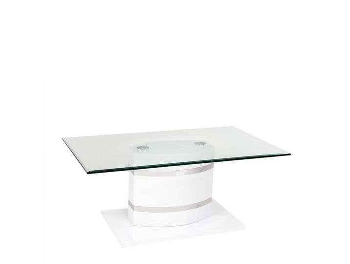 Couchtisch Hochglanz weiß mit Glasplatte 100 cm breit - 42 cm hoch von Pharao24.de