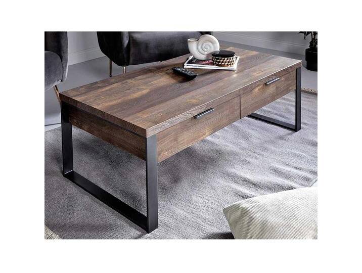 Couchtisch Sofatisch im Industry und Loft Stil mit zwei Schubladen von Pharao24.de