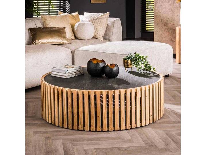Couchtisch Sofatisch in runder Form aus Massivholz von Pharao24.de