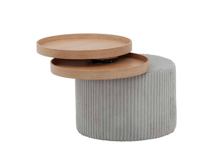Design Beistelltisch in Hellgrau Corstoff schwenkbaren Tabletts von Pharao24.de