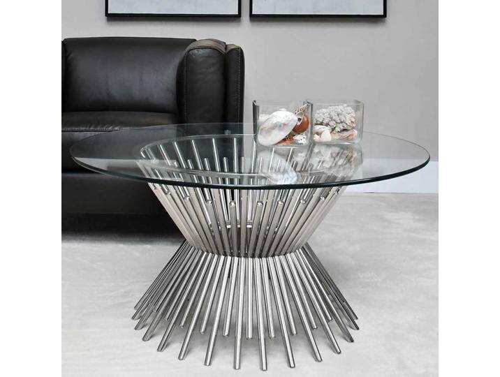 Design Couchtisch aus Glas und Metall Chromfarben von Pharao24.de