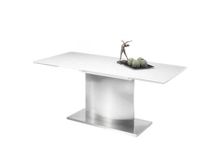 Design Esszimmer Tisch in Weiß und Silberfarben zwei Anlegeplatten von Pharao24.de