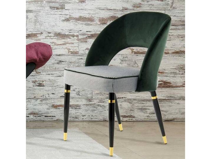 Design Esszimmerstühle in Grün und Schwarz kariert modern (2er Set) von Pharao24.de