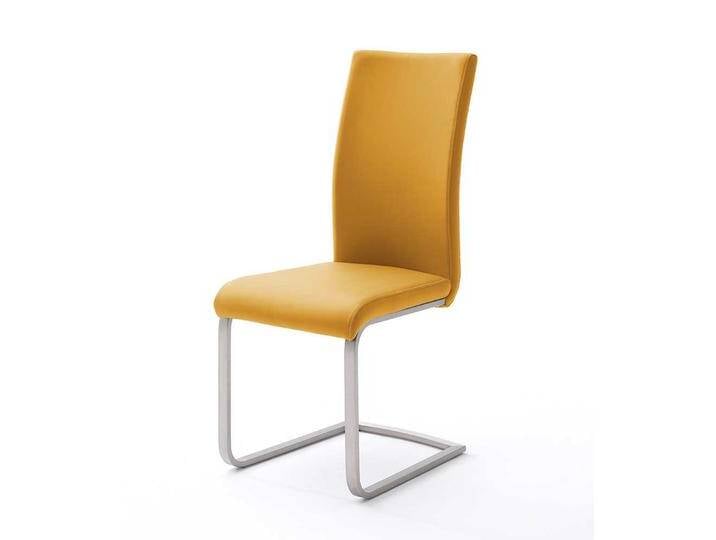 Design Freischwinger in Kunstleder Gelb Edelstahl (4er Set) von Pharao24.de