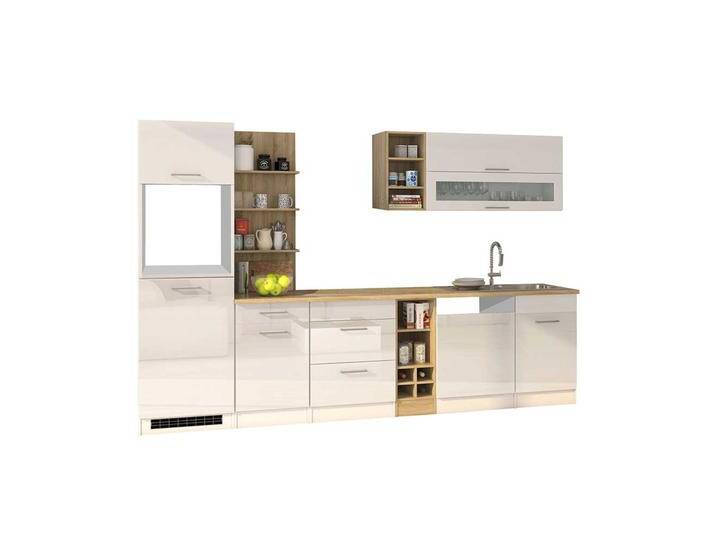 Design Küchenzeile in Weiß hochglänzend Made in Germany (neunteilig) von Pharao24.de