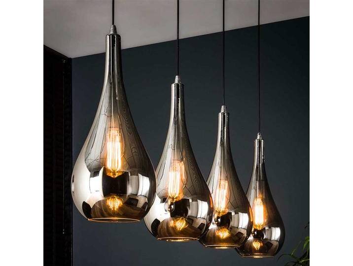 Design Pendelleuchte in Chromfarben und Glas 130 cm breit von Pharao24.de