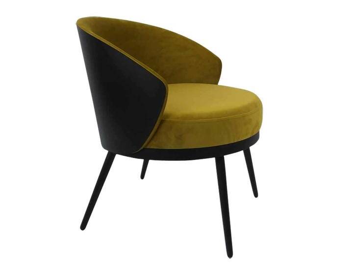 Design Polstersessel in Goldfarben und Schwarz Untergestell aus Metall von Pharao24.de