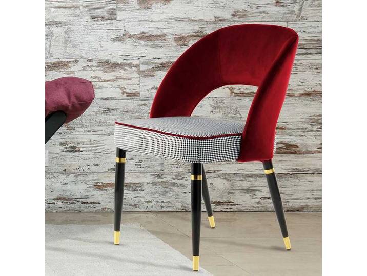 Design Polsterstühle in Rot und Schwarz kariert Metallgestell (2er Set) von Pharao24.de