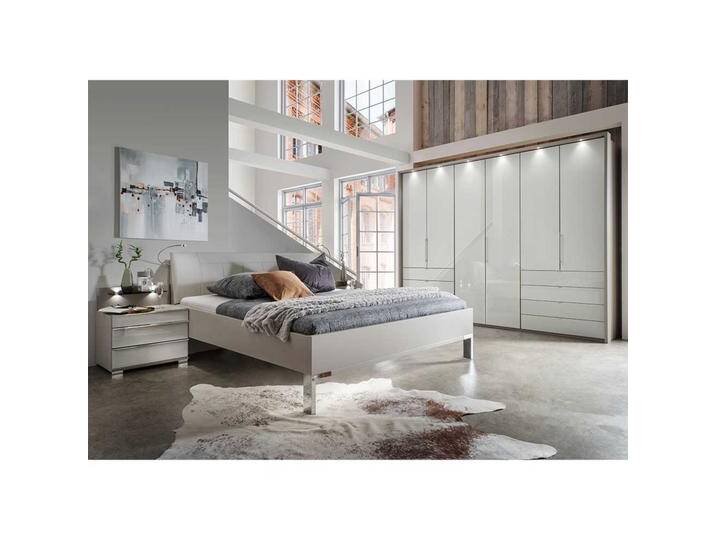 Design Schlafzimmermöbel Set in Hellgrau Weiß LED Beleuchtung (vierteilig) von Pharao24.de