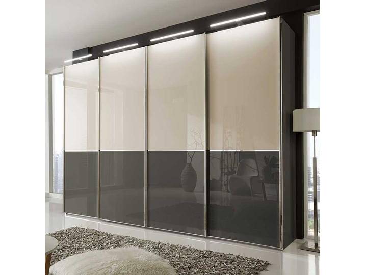 Design Schwebetürenschrank in Creme Weiß und Braun 400 cm breit von Pharao24.de