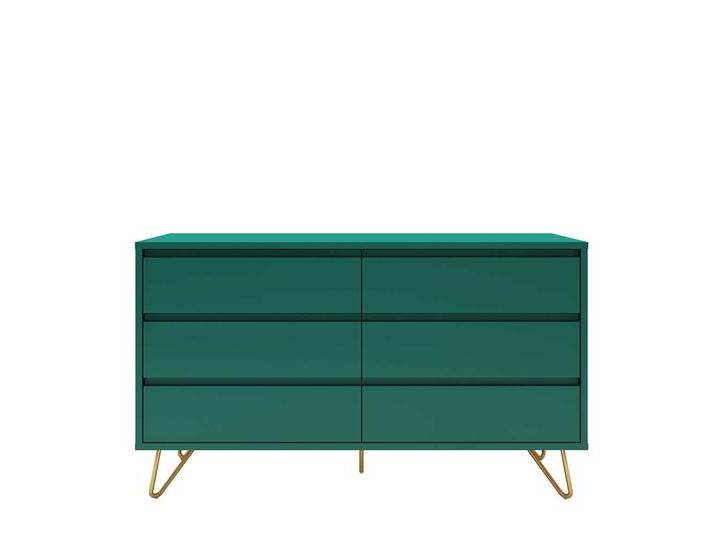 Design Sideboard in Grün und Goldfarben Vierfußgestell aus Metall von Pharao24.de