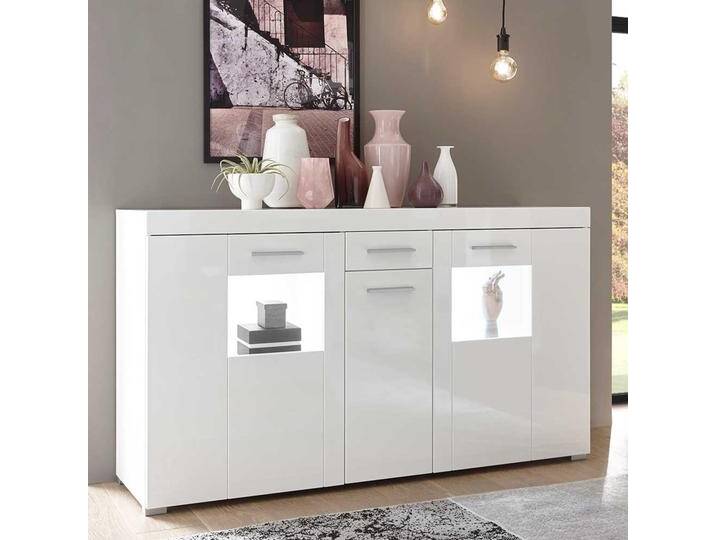 Design Sideboard in Hochglanz Weiß 3-türig von Pharao24.de
