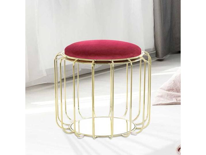 Design Sitzhocker in Rot und Goldfarben wendbarem Sitz Design Sitzhocker in Rot und Goldfarben wendbarem Sitz von Pharao24.de