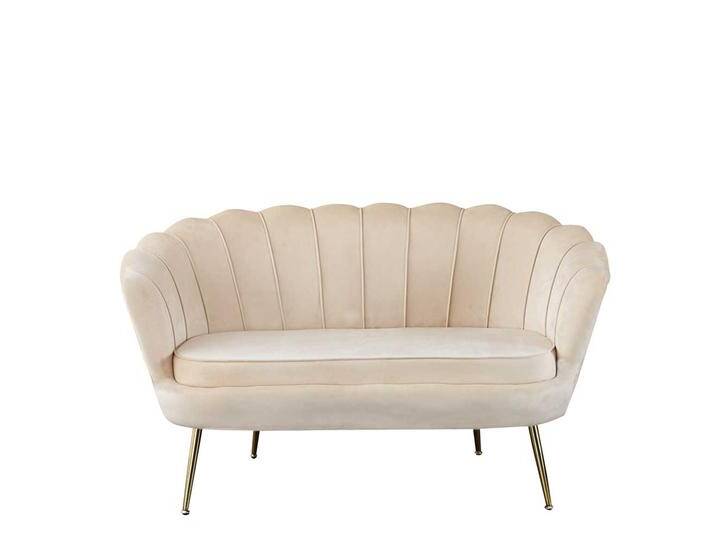 Design Sofa in Beige Samt Retro Style von Pharao24.de