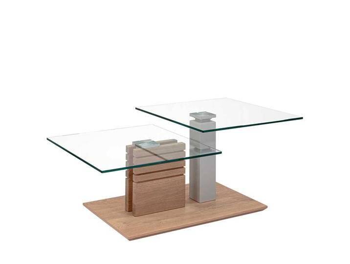 Design Wohnzimmertisch mit zwei Glasplatten höhenverstellbar von Pharao24.de