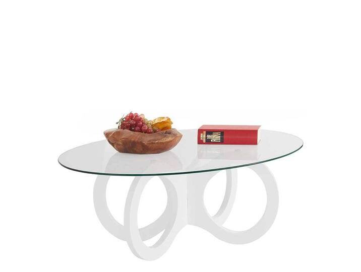 Designer Couchtisch mit Glasplatte Weiß Hochglanz von Pharao24.de