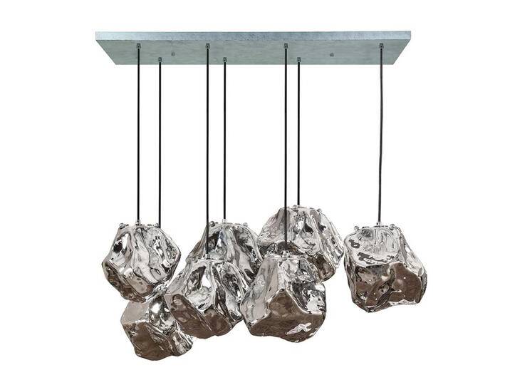 Designer Pendelleuchte in Chrom und Grau 7 Fassungen von Pharao24.de