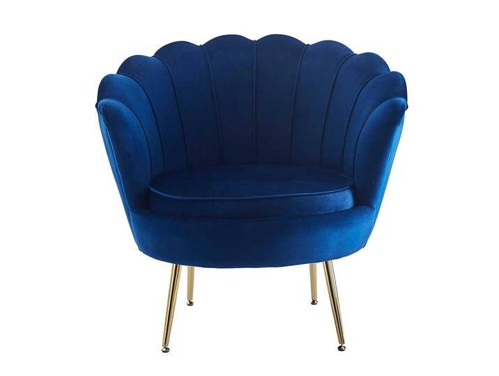 Designer Sessel Blau in Muschelform Retro Samt und Metall Designer Sessel Blau in Muschelform Retro Samt und Metall von Pharao24.de