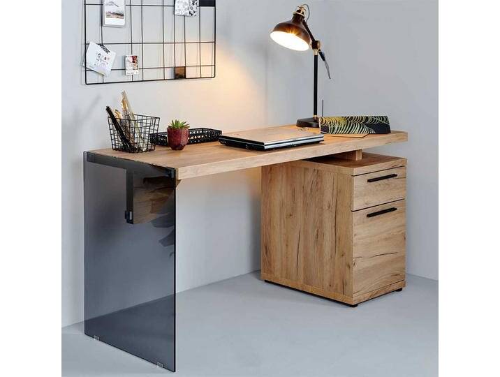 Designschreibtisch in Eichefarben Sicherheitsglas Designschreibtisch in Eichefarben Sicherheitsglas von Pharao24.de