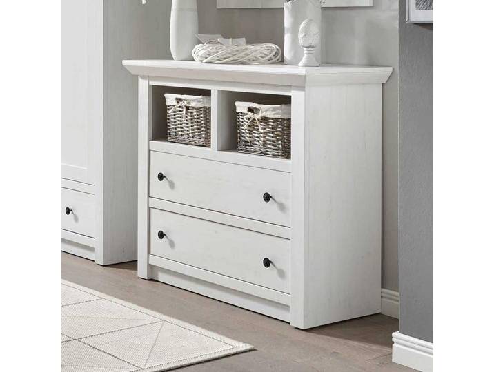 Dielen Kommode in Pinie Weiß mit offenen Fächern Dielen Kommode in Pinie Weiß mit offenen Fächern von Pharao24.de